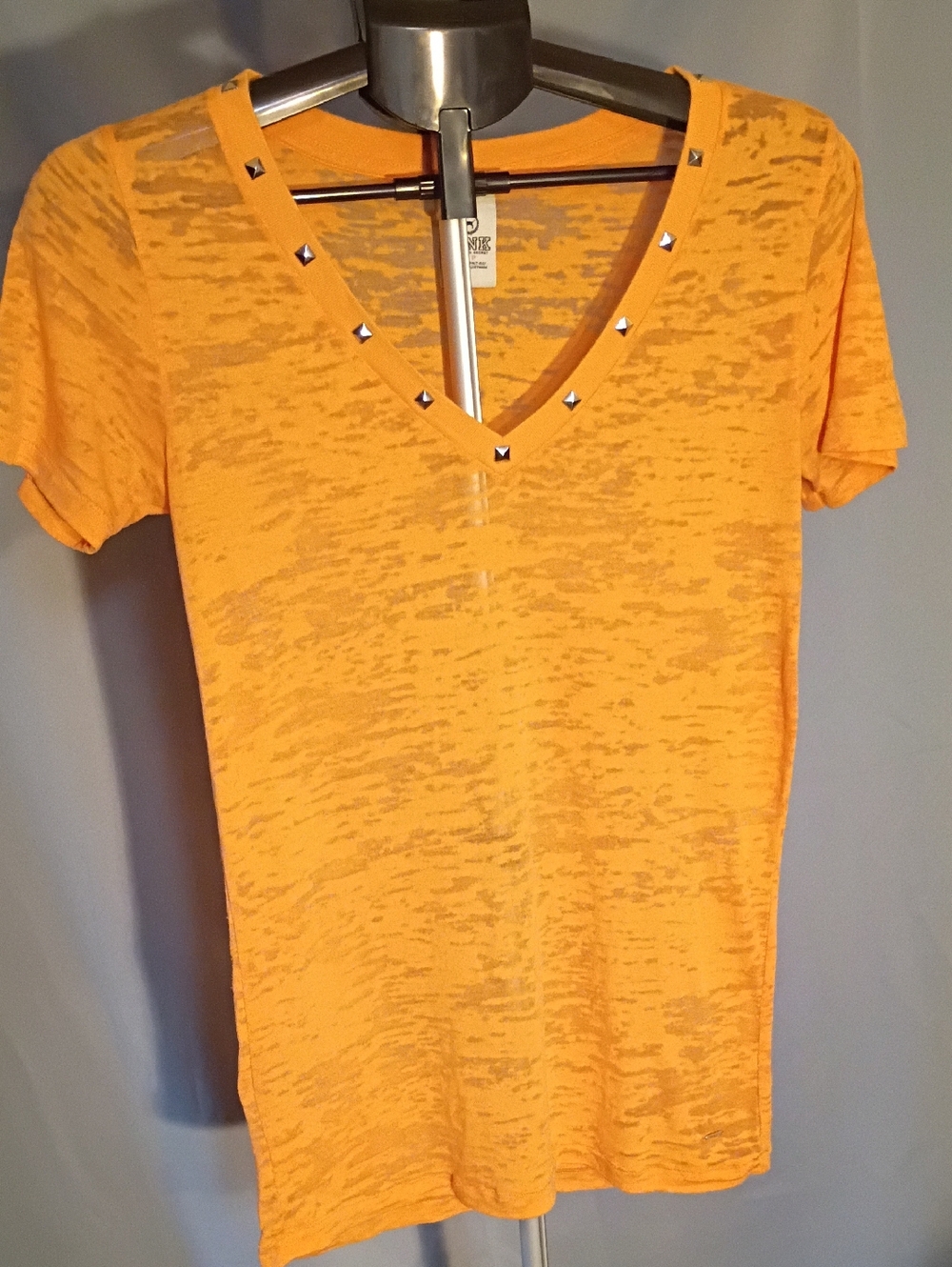 PINK Victoria's Secret Studded Burnout V-Neck Tee - Yellow